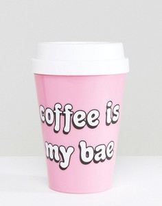 Дорожная кружка с принтом Coffee Is My Bae Monki - Розовый