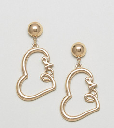 Серьги в форме сердца с подвеской Love Monki - Золотой