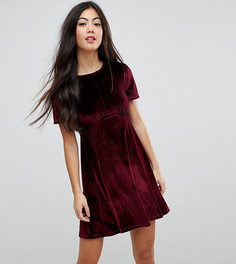 Бархатное чайное платье мини ASOS PETITE - Красный