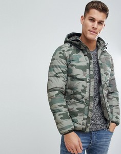 Дутая куртка с камуфляжным принтом Jack & Jones Originals - Зеленый