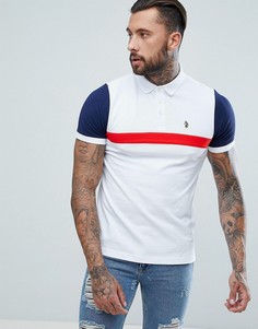 Белая футболка-поло в стиле колор блок Luke Sport Fosbury - Белый