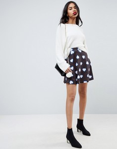 Короткая расклешенная юбка с принтом сердец ASOS - Мульти