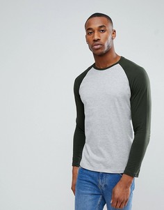 Бейсбольный лонгслив (серый/зеленый) Burton Menswear - Зеленый