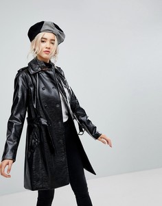Лакированное пальто New Look - Черный