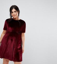Бархатное чайное платье мини ASOS CURVE - Красный
