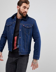Джинсовая куртка цвета индиго с черным воротником из искусственного меха Levis - Синий Levis®