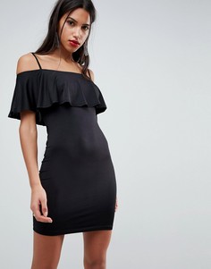 Облегающее платье мини с оборкой ASOS - Черный