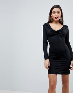 Облегающее платье со свободным воротом и глубоким вырезом ASOS - Черный