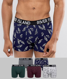 5 боксеров-брифов с принтом перьев River Island - Мульти