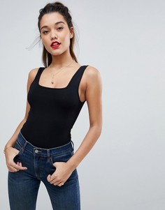 Боди с квадратным вырезом ASOS - Черный