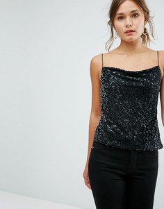 Топ с выжженным бархатистым рисунком и квадратным вырезом New Look - Черный