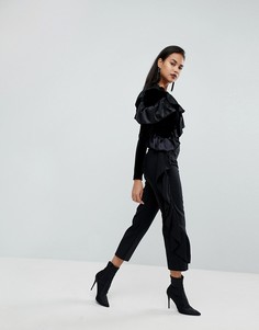 Брюки с отделкой рюшами River Island - Серый