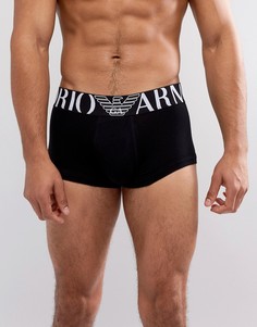 Черные боксеры-брифы с логотипом на поясе Emporio Armani - Черный