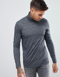 Серый лонгслив с узором и отворачивающимся воротником New Look - Серый