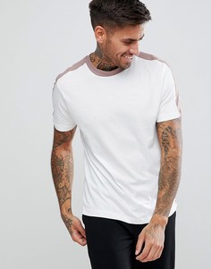 Белая футболка с полосками по бокам и контрастной горловиной New Look - Белый