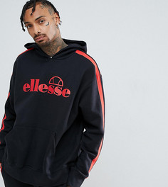 Черный оверсайз-худи с полосками на рукавах Ellesse - Черный