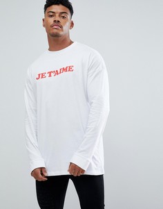Свободный лонгслив с принтом Je Taime ASOS - Белый
