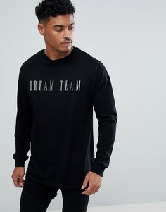 Свободный лонгслив с принтом Dream Team ASOS - Черный