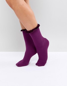 Носки с бархатной отделкой Monki - Фиолетовый