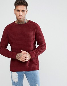 Бордовый джемпер с круглым вырезом и декоративной строчкой River Island - Красный