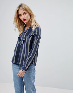 Блузка в полоску с оборкой Vero Moda - Мульти