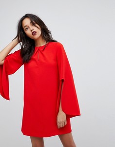 Свободное платье с разрезом на рукавах River Island - Красный