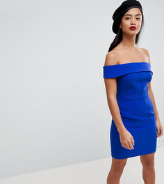 Облегающее платье с открытыми плечами и оборкой River Island Petite - Синий