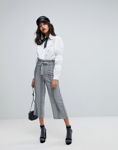Широкие брюки с присборенной талией River Island - Черный