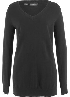 Пуловер с глубоким V-образным вырезом (черный) Bonprix