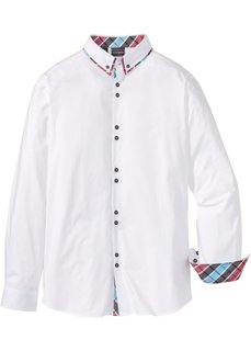 Рубашка Slim Fit с длинным рукавом (белый) Bonprix