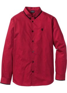 Рубашка Slim Fit с длинным рукавом (темно-красный) Bonprix