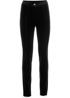 Трикотажные брюки с имитацией бархата (черный) Bonprix