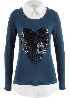 Пуловер в стиле два в одном (темно-синий) Bonprix