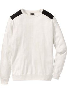 Пуловер зауженного покроя (белый/черный) Bonprix