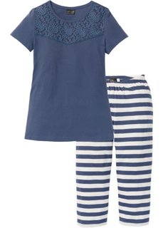 Пижама-капри (темно-синий/кремовый в полоску) Bonprix
