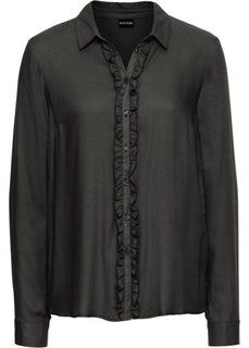 Блузка с воланами (темно-оливковый) Bonprix