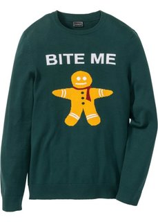 Пуловер Slim Fit (зеленый) Bonprix