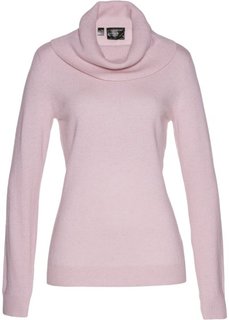 Пуловер с широким высоким воротом (розовый) Bonprix