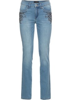 Вышитые стрейчевые джинсы (голубой «потертый») Bonprix