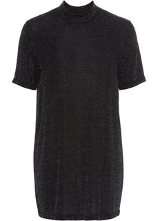 Блестящая удлиненная футболка (черный/серебристый) Bonprix