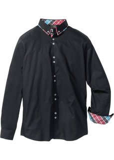 Рубашка Slim Fit с длинным рукавом (черный) Bonprix