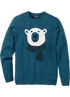 Пуловер Slim Fit (серо-синий) Bonprix
