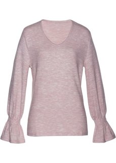 Пуловер с широким рукавом (матовый розовый меланж) Bonprix