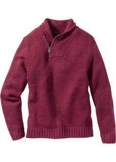 Пуловер с шалевым воротом Regular Fit (ягодный) Bonprix