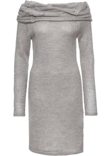Платье с вырезом-кармен (серый меланж) Bonprix