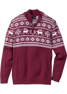 Пуловер Regular Fit с воротником-стойкой (красная ягода) Bonprix