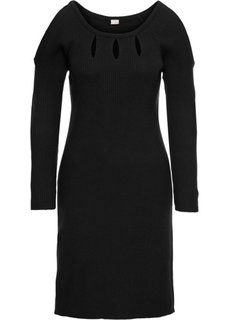 Вязаное платье с вырезами (черный) Bonprix
