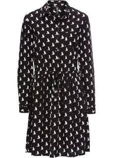 Платье-рубашка (черный/белый с рисунком) Bonprix