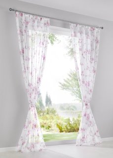 Гардина Вишня (1 шт.), гофрированная тесьма (белый/розовый) Bonprix