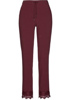 Брюки с кружевной вставкой (кленово-красный) Bonprix